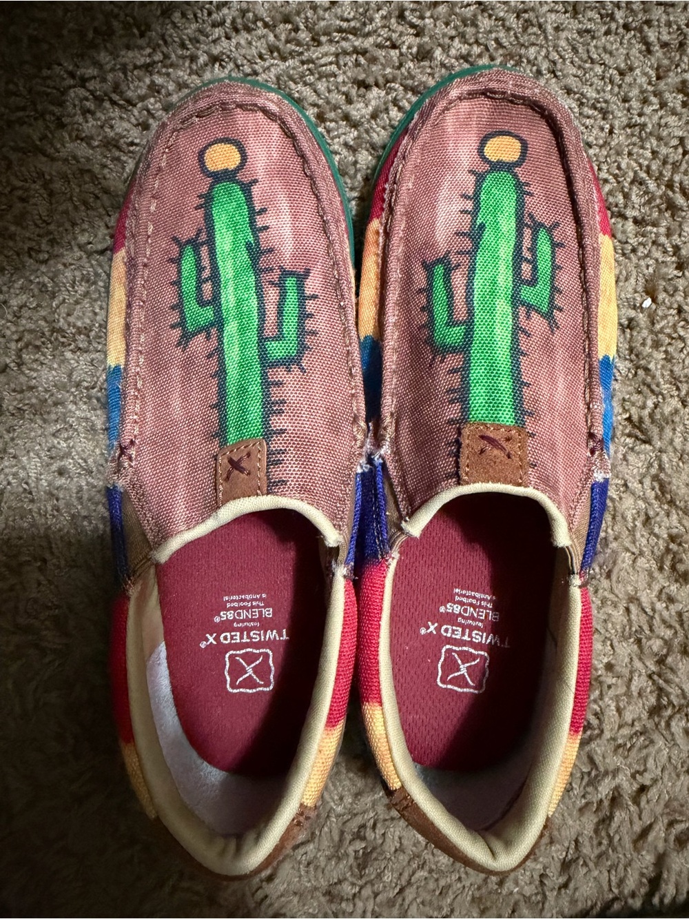 Twisted X Multicolor Kids Canvas Shoes with Cactus Design